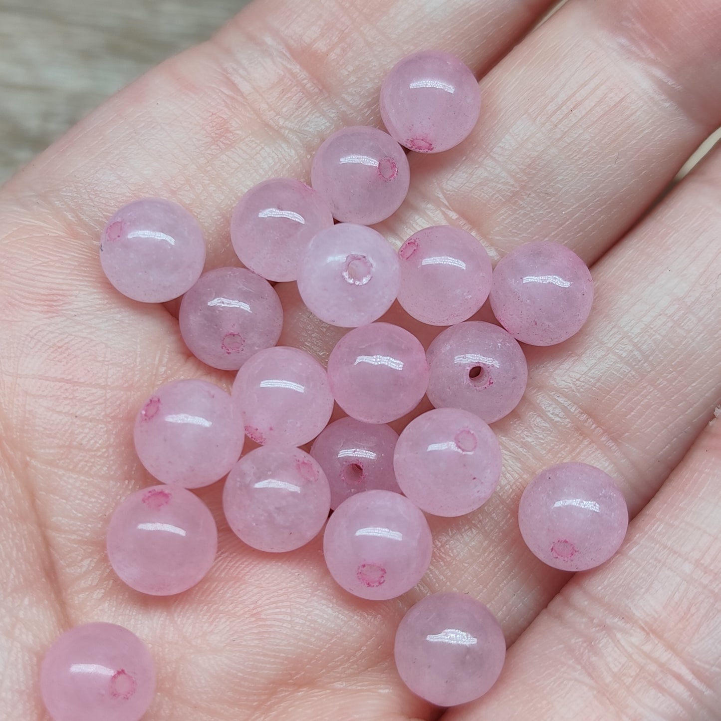 Quartzite rose – perles naturelles teintées 8 mm – lot de 20
