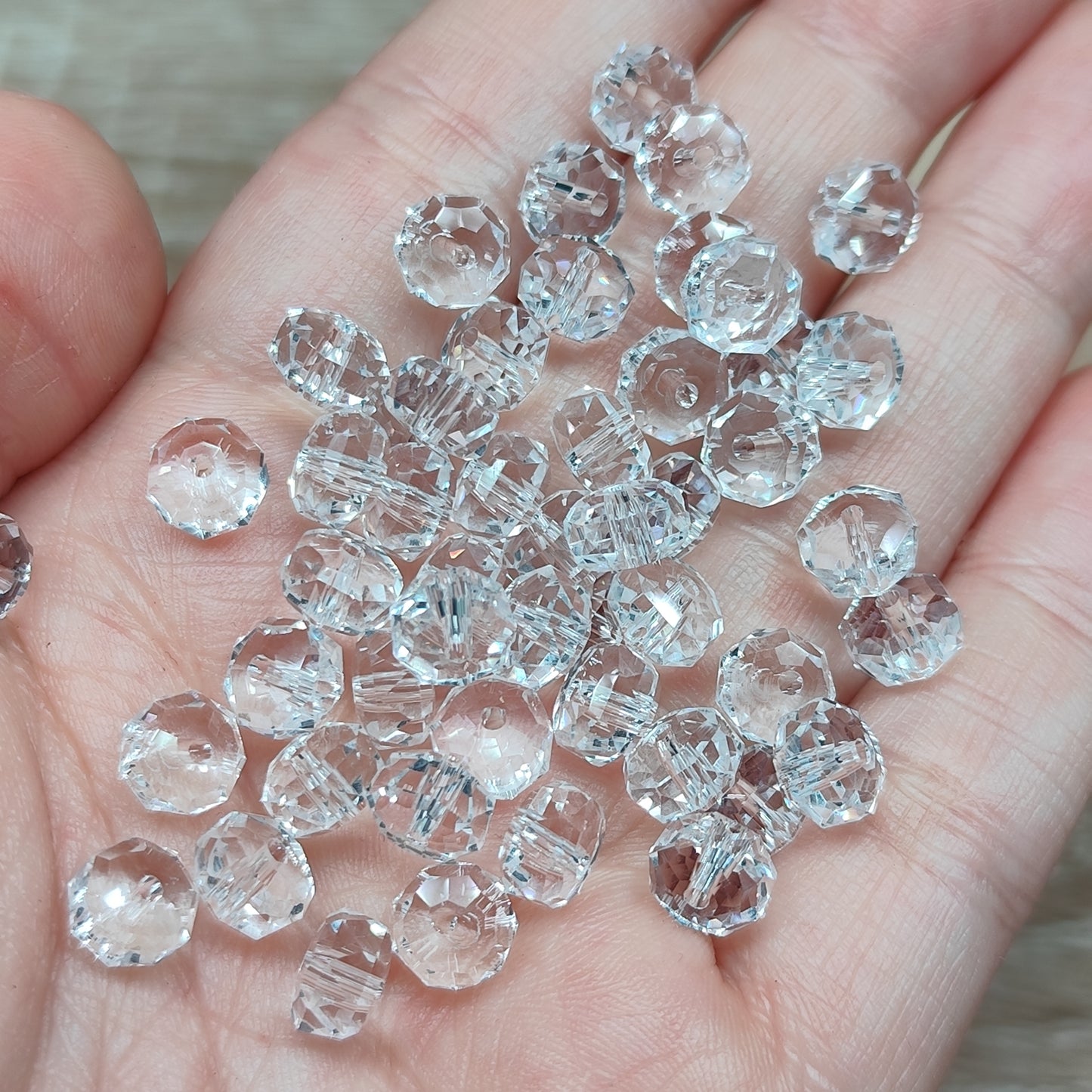 Perle plate verre facetté - 7,5 mm – lot de 50
