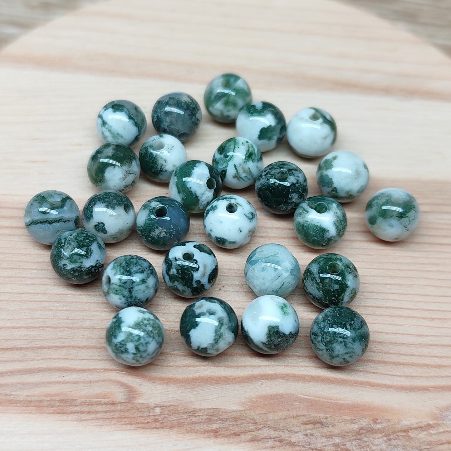 Agate arbre - perles naturelles 7 mm – lot de 25