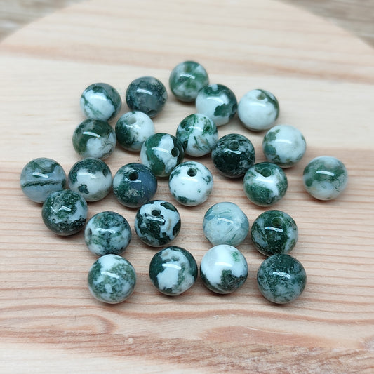 Agate arbre - perles naturelles 7 mm – lot de 25