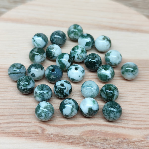 Agate arbre - perles naturelles 7 mm – lot de 25