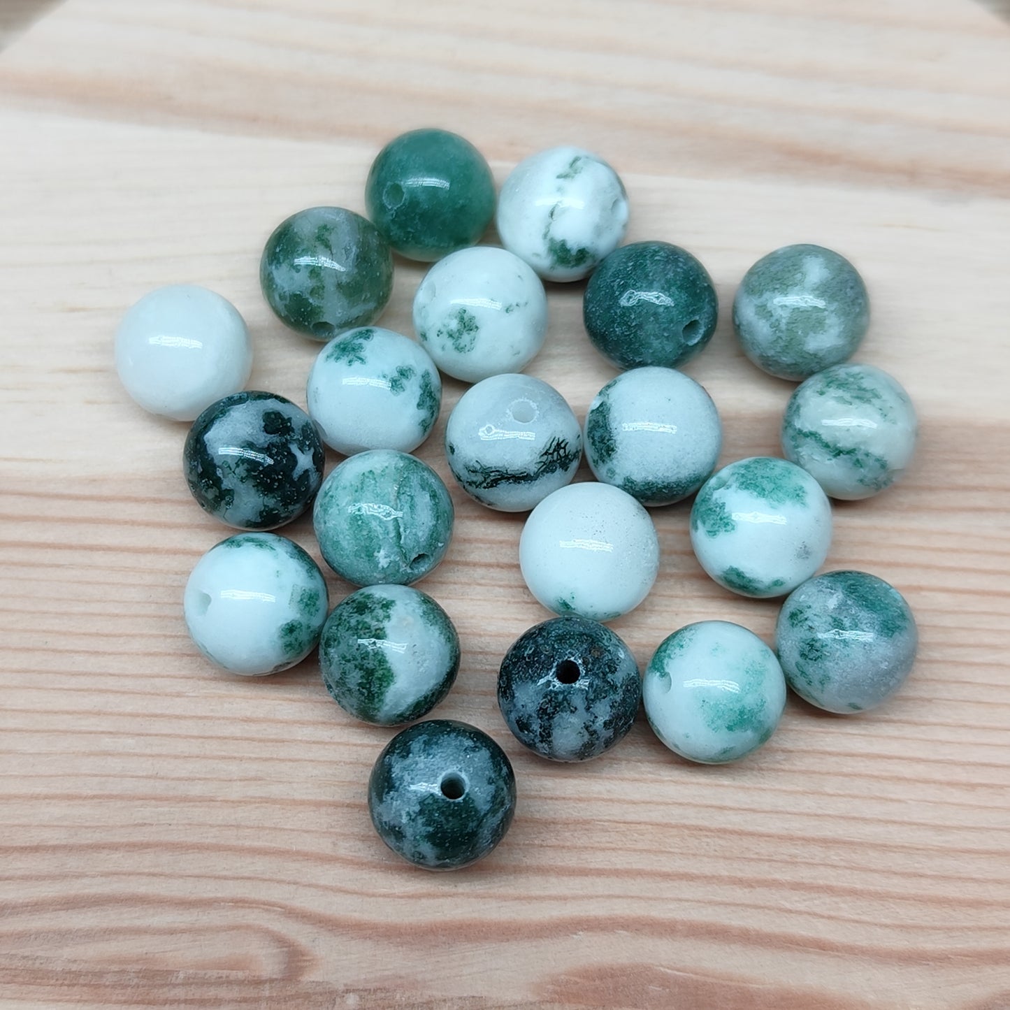 Agate arbre – perles naturelles 8 mm – lot de 20
