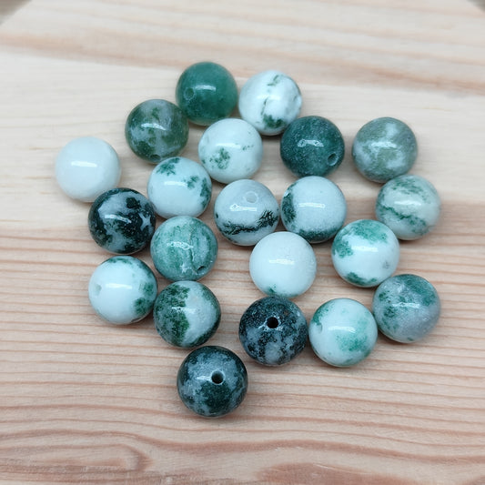 Agate arbre – perles naturelles 8 mm – lot de 20