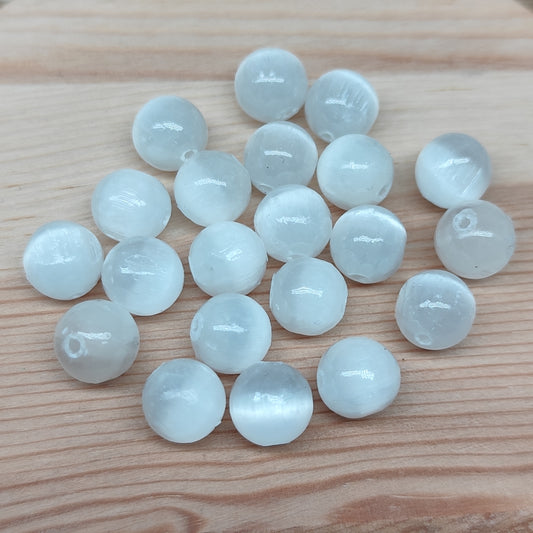 Sélénite – perles naturelles 8 mm – lot de 20