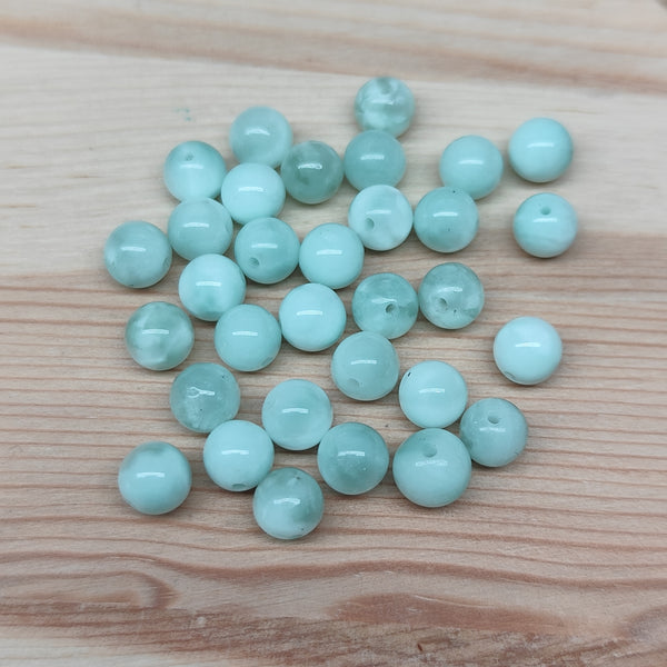 "Larimar" vert - perles synthétiques 6 mm – lot de 30