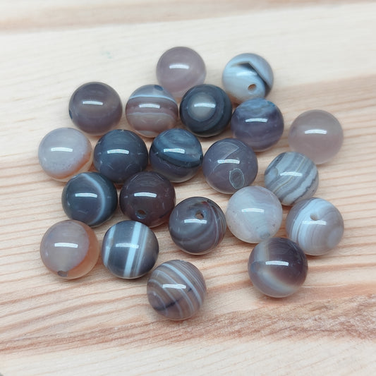 Agate Botswana – perles naturelles 8 mm – lot de 20