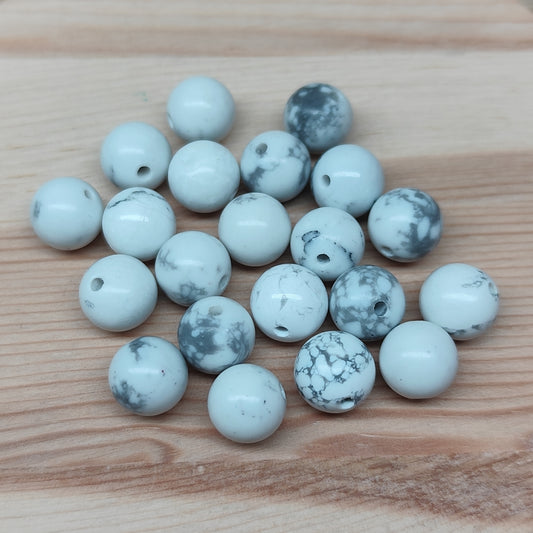 Howlite blanche – perles naturelles 8 mm – lot de 20