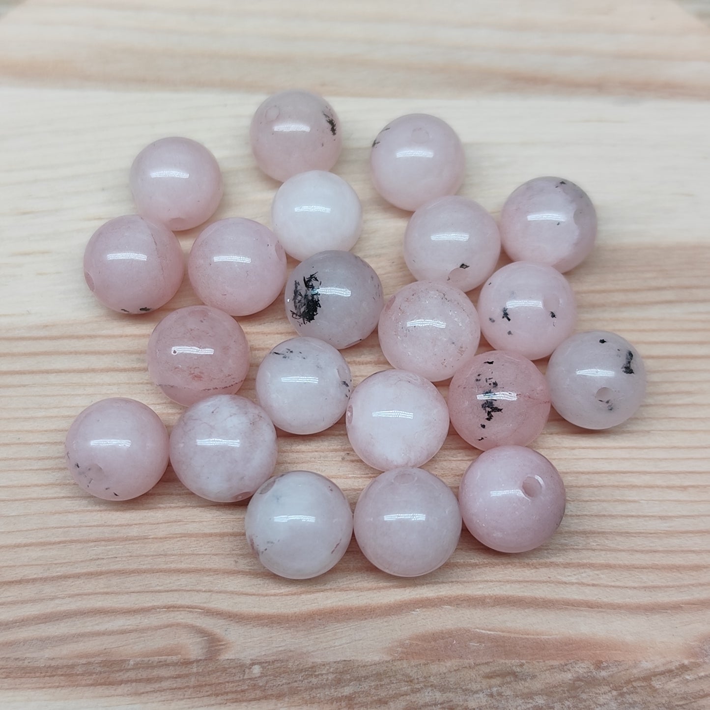 Opale rose – perles naturelles 8 mm – lot de 20