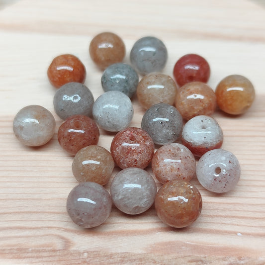 Quartz à inclusions – perles naturelles 8 mm – lot de 20