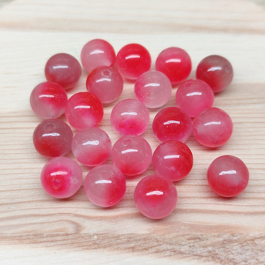 Calcédoine rose – perles naturelles teintées 8 mm – lot de 20