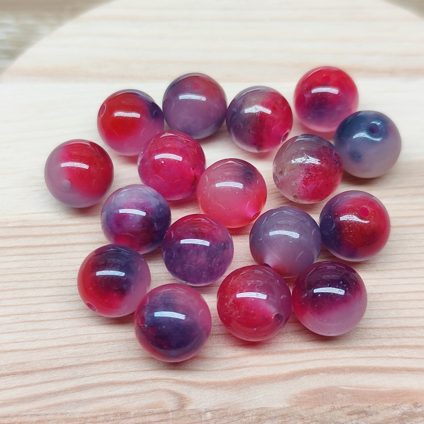 Calcédoine rose violet – perles naturelles teintées 10 mm – lot de 16
