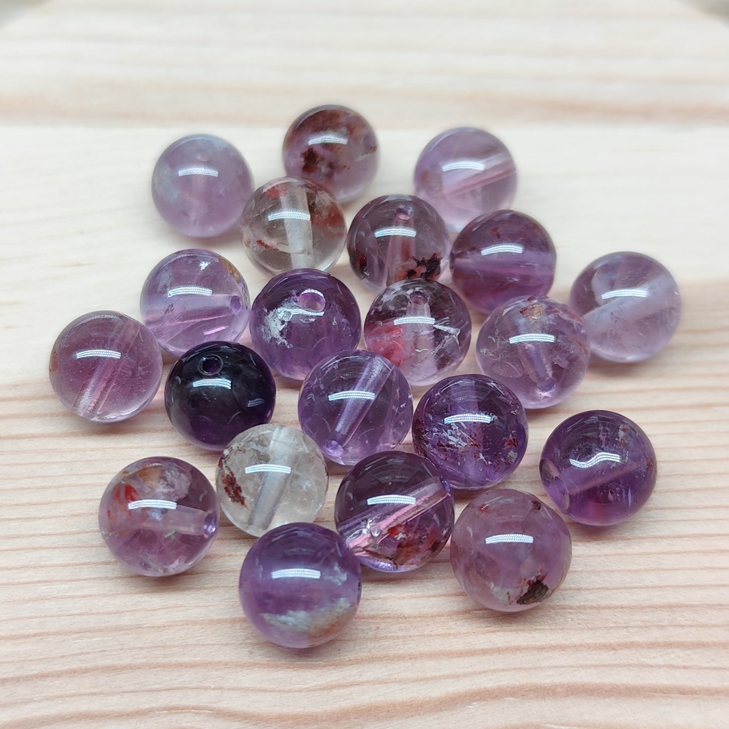 Quartz Super 7 – perles naturelles 8 mm – lot de 20