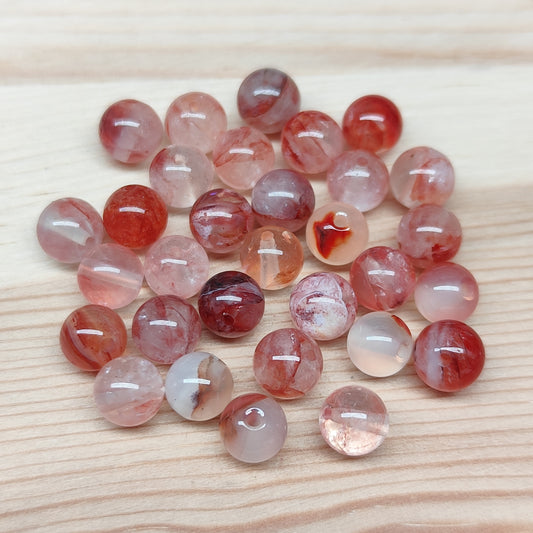 Quartz de feu – perles naturelles 6 mm – lot de 30