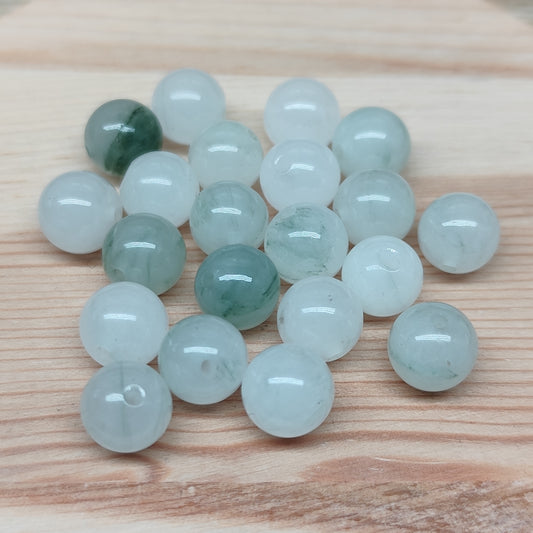 Quartz vert givré – perles naturelles 8 mm – lot de 20
