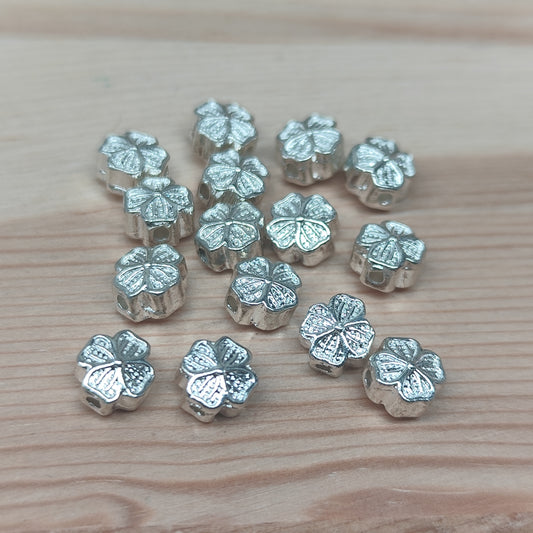Perle fleur en métal argenté – 6,5 mm - lot de 15