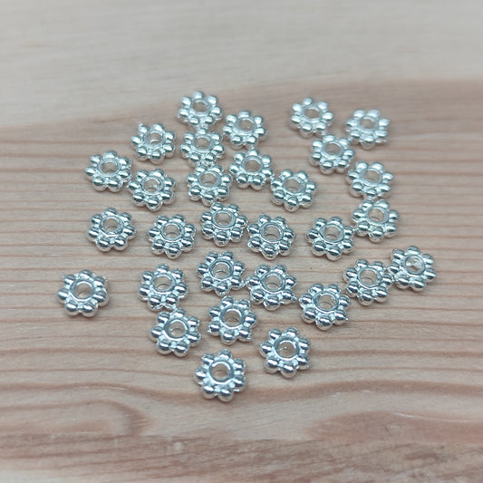 Perle d'espacement en métal argenté – 4 mm - lot de 30