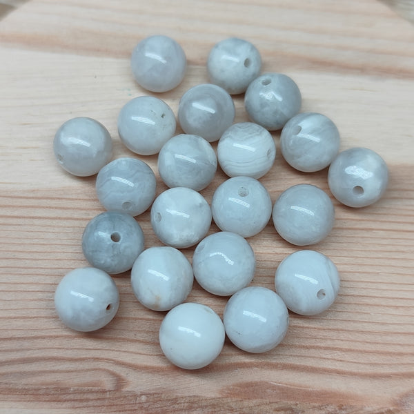 Agate dentelle blanche – perles naturelles 8 mm – lot de 20