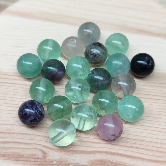 Fluorite – perles naturelles 8 mm – lot de 20