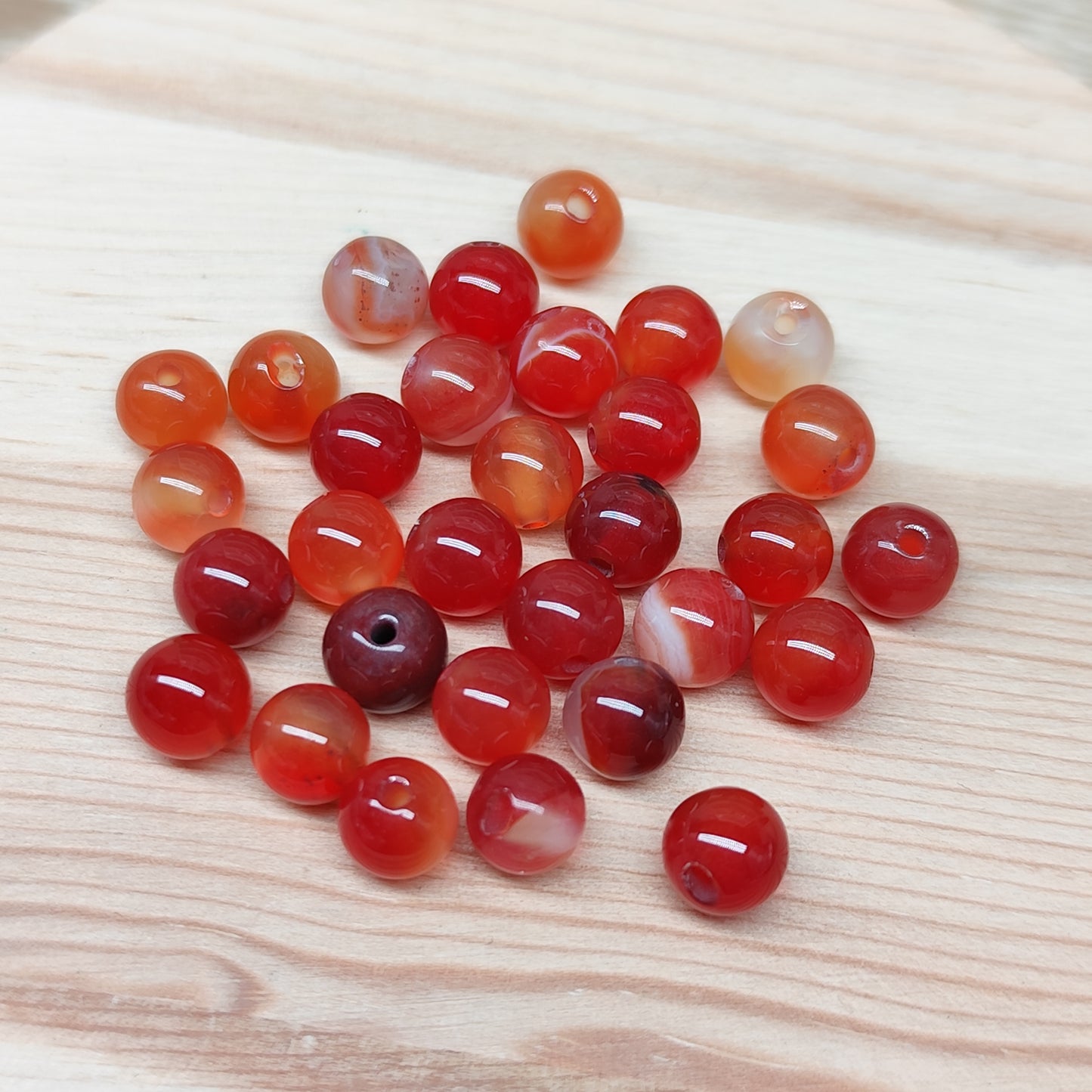 Cornaline – perles naturelles 6 mm – lot de 30