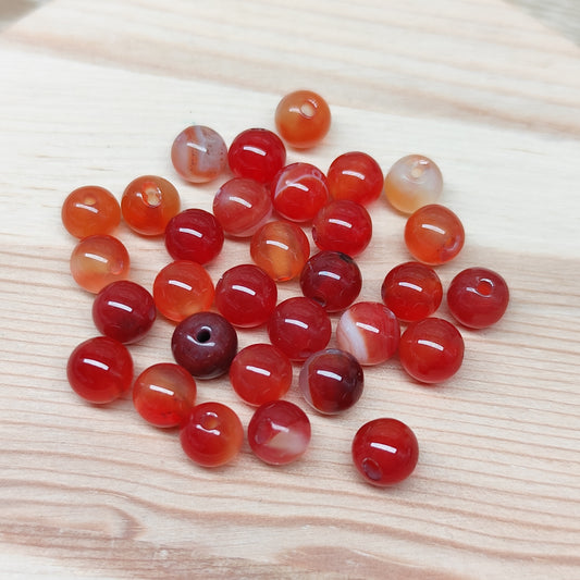 Cornaline – perles naturelles 6 mm – lot de 30