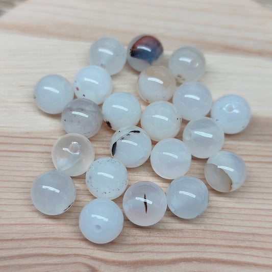 Agate dendritique – perles naturelles 8 mm – lot de 20