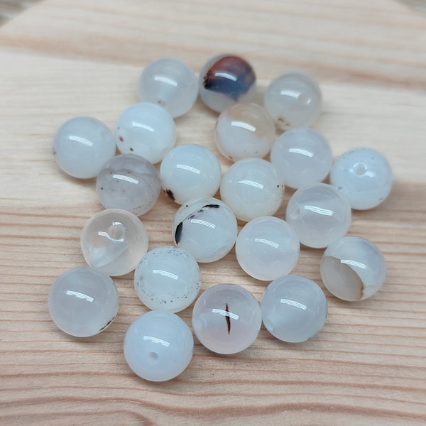 Agate dendritique – perles naturelles 8 mm – lot de 20