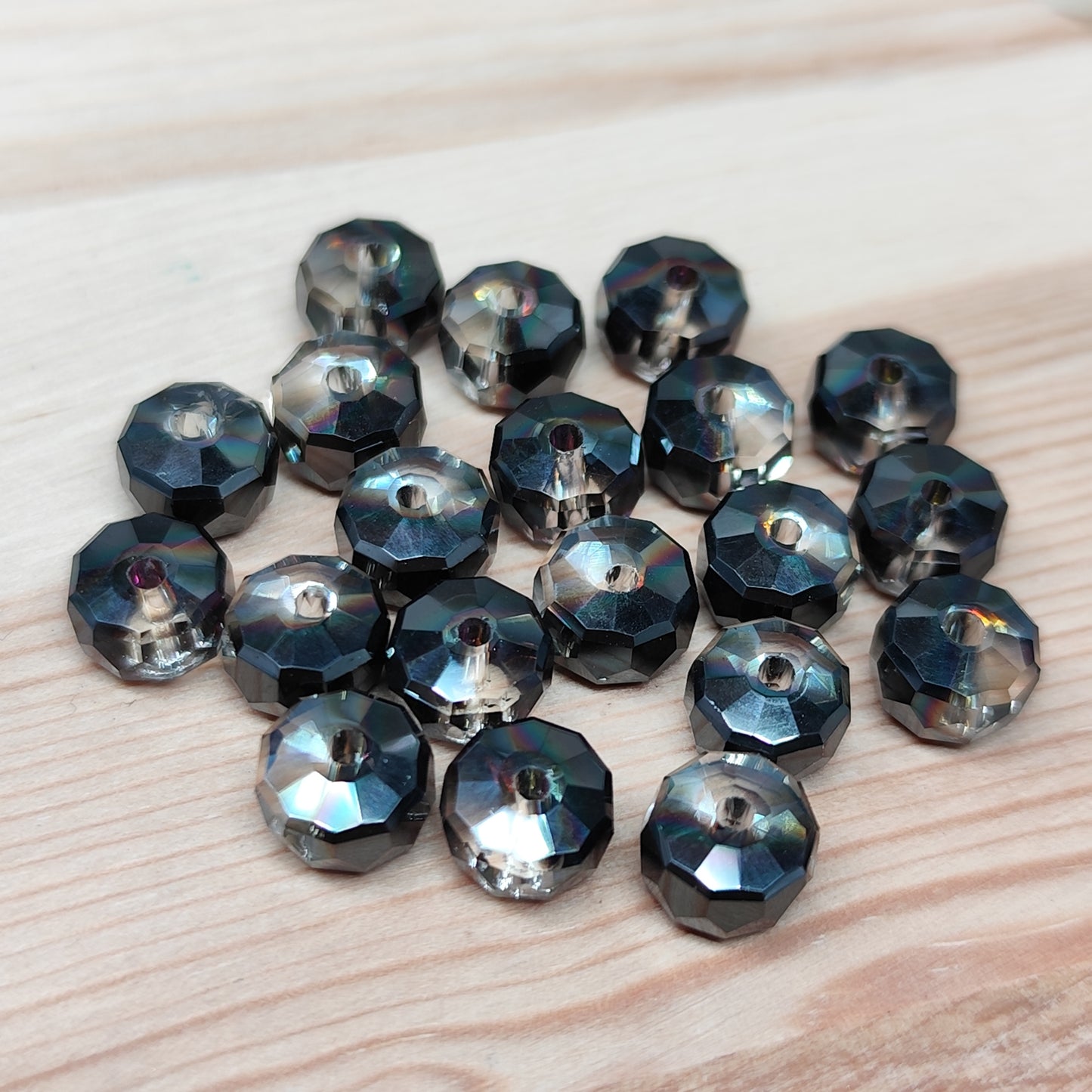 Perle plate verre facetté - 7,5 mm – lot de 20