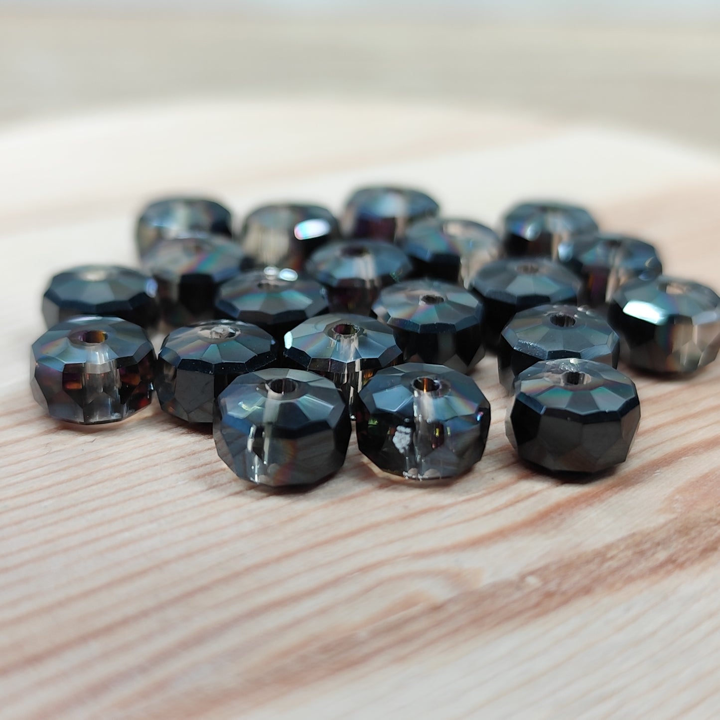 Perle plate verre facetté - 7,5 mm – lot de 20