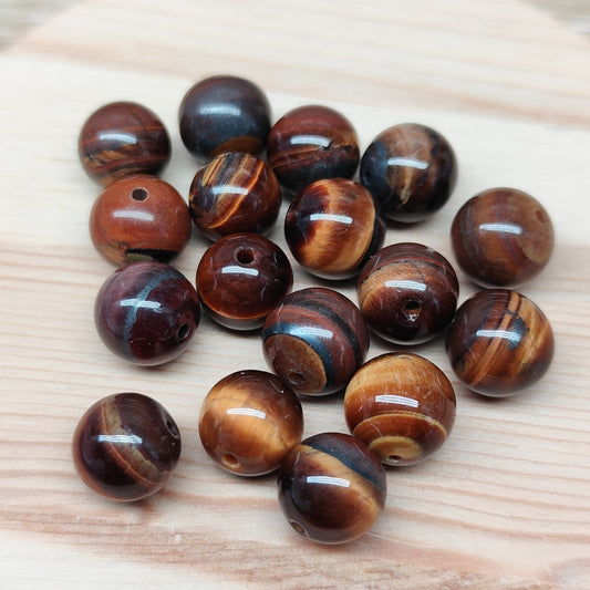 Œil de tigre – perles naturelles 10 mm – lot de 16