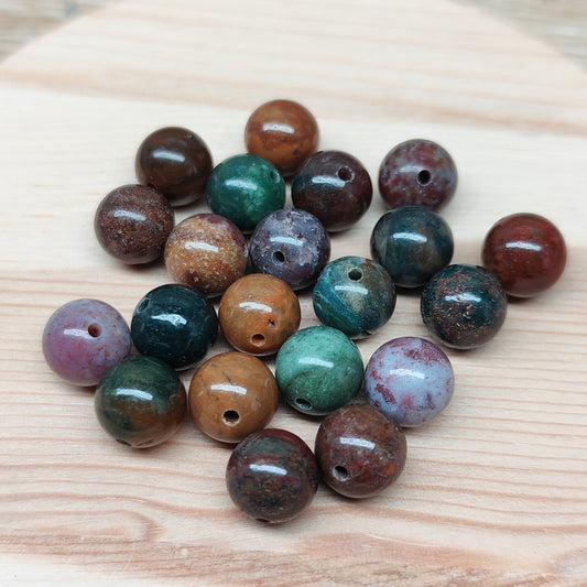 Jaspe océan – perles naturelles 8,5 mm – lot de 20