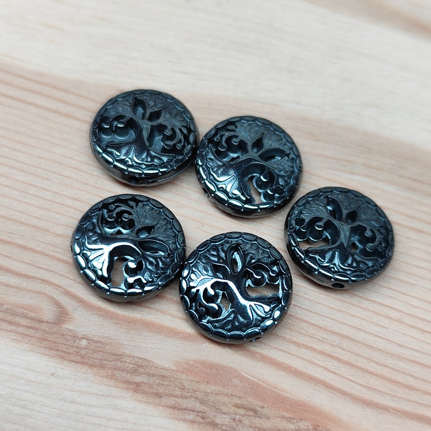 Hématite arbre de vie – 12,5 mm – lot de 5