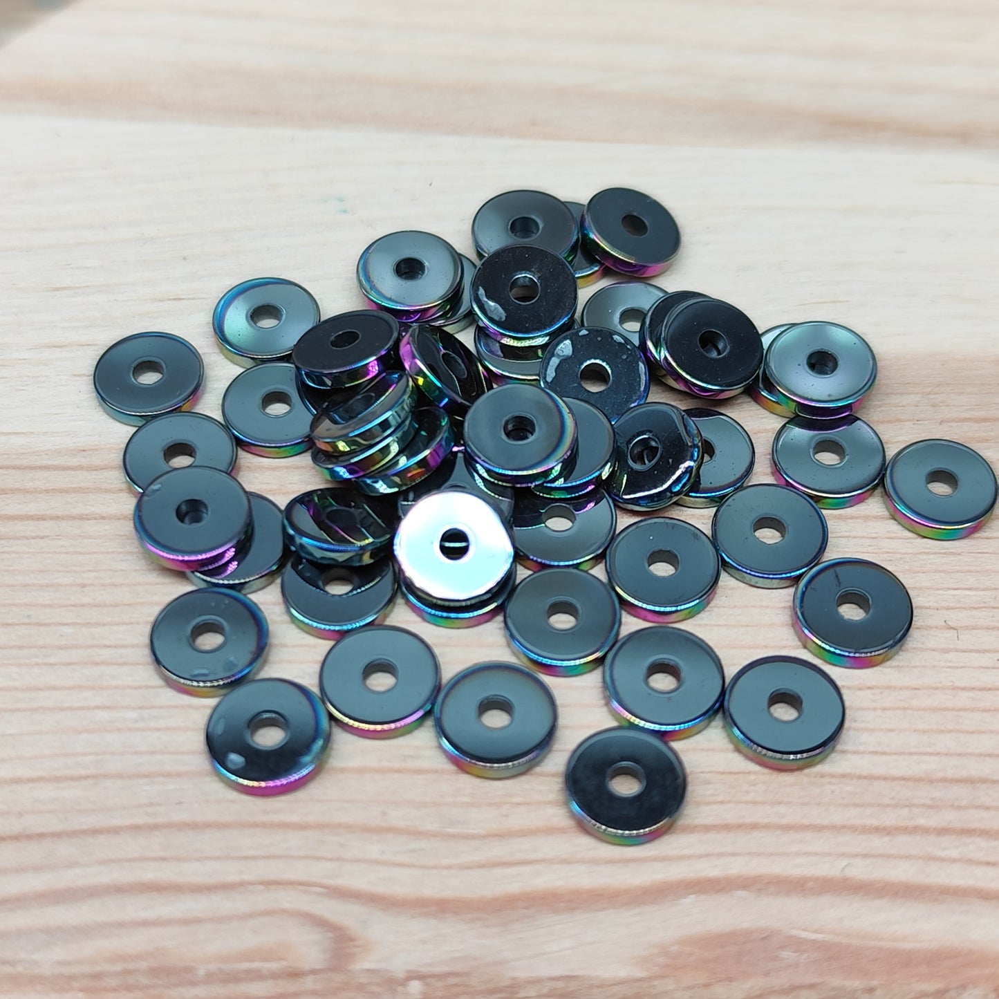 Hématite perles plates d'espacement – 6 mm – lot de 50