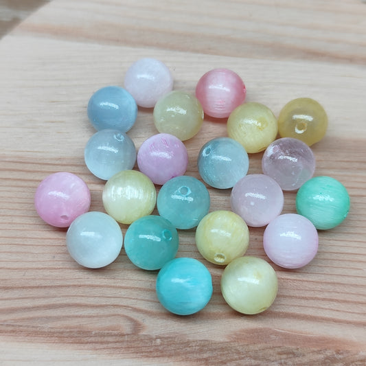 Sélénite multicolore – perles naturelles 8 mm – lot de 20