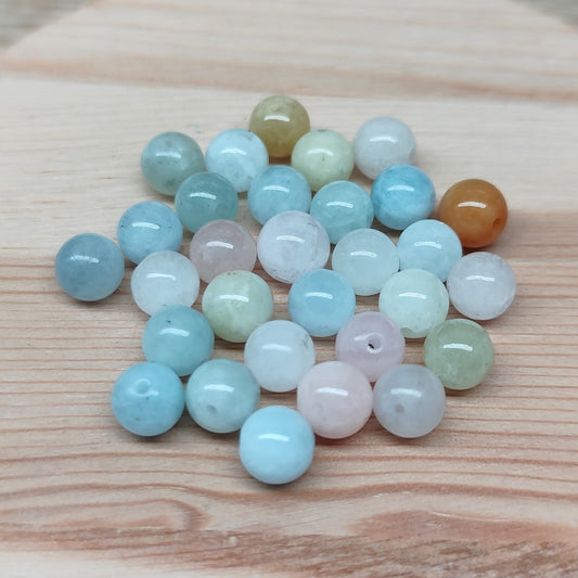 Morganite – perles naturelles 6 mm – lot de 30