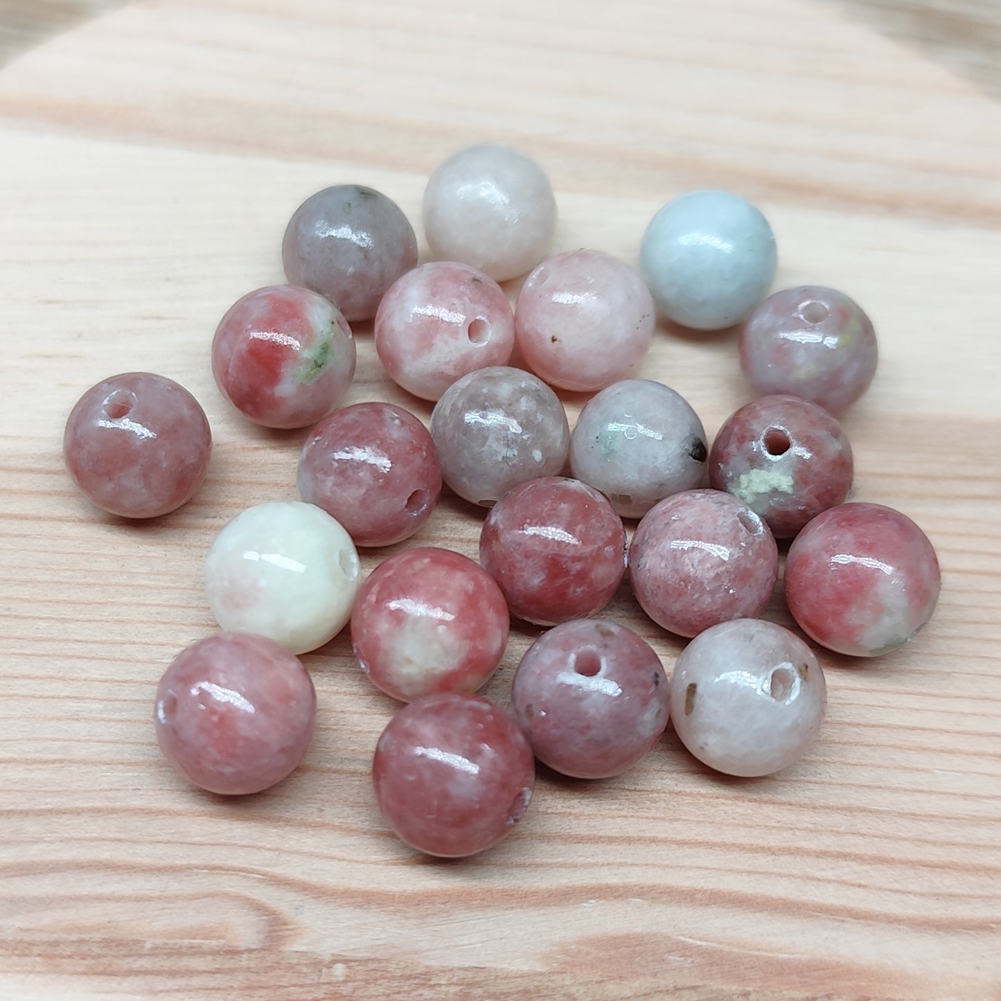 Jaspe fleur de prunier – perles naturelles 8 mm – lot de 20