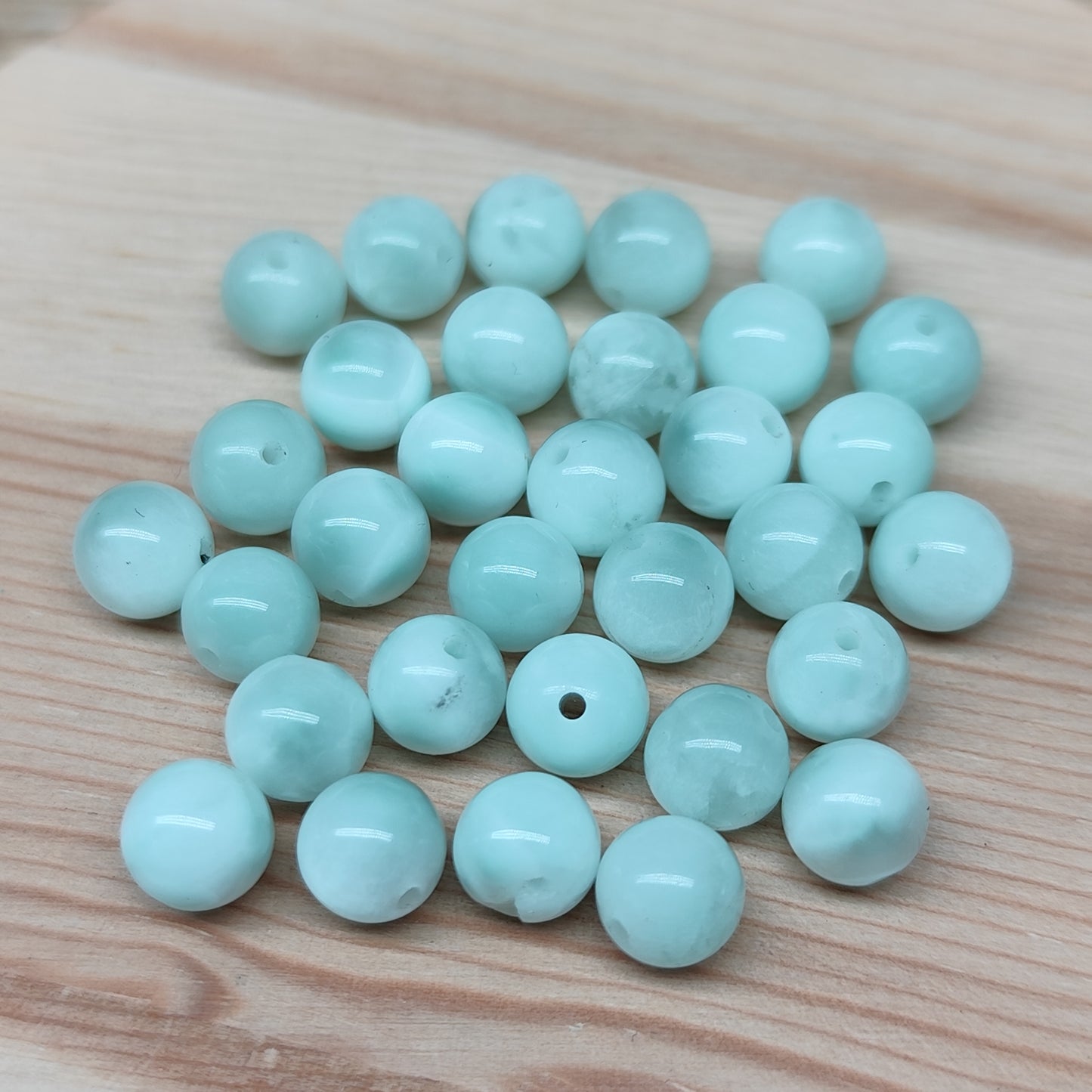 "Larimar" vert - perles synthétiques 6,5 mm – lot de 30