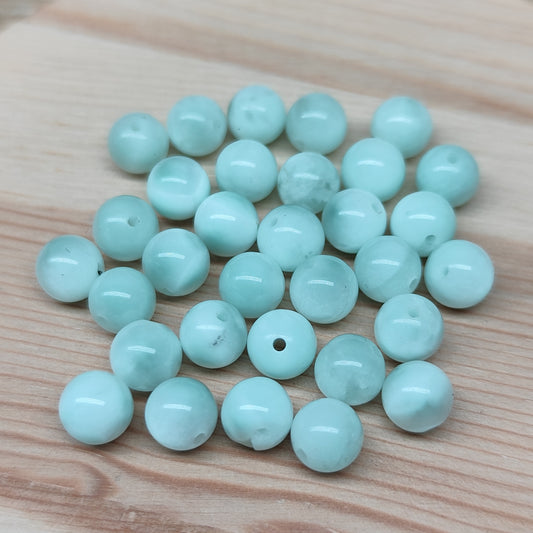 "Larimar" vert - perles synthétiques 6,5 mm – lot de 30