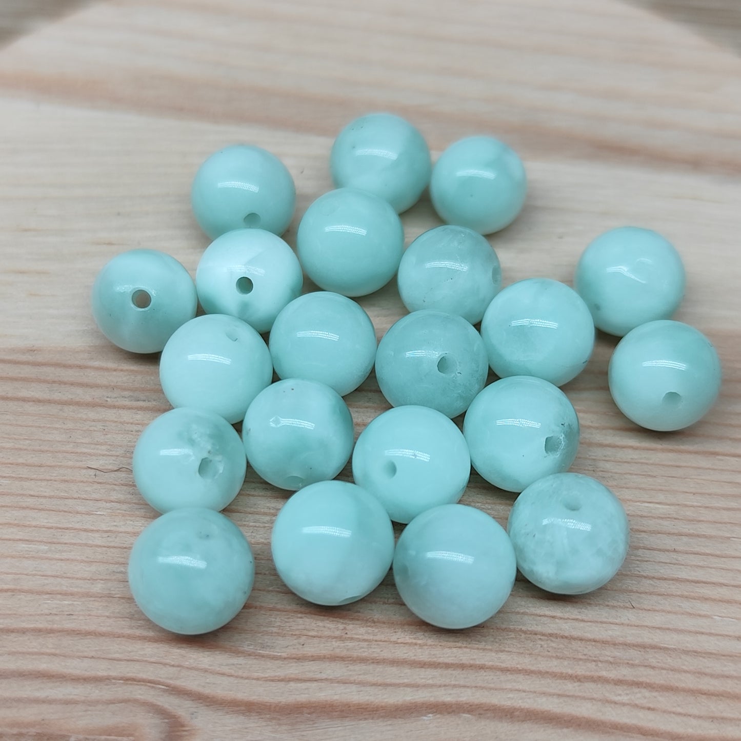 "Larimar" vert - perles synthétiques 8 mm – lot de 20