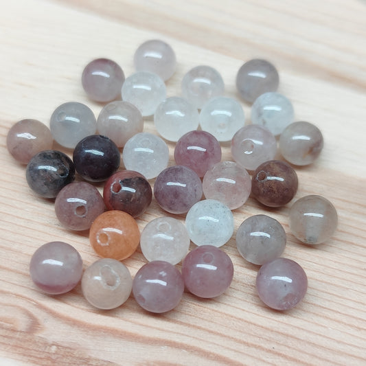 Jade violette – perles naturelles 6 mm – lot de 30