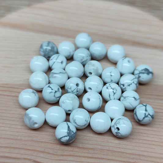Howlite – perles naturelles 6 mm – lot de 30