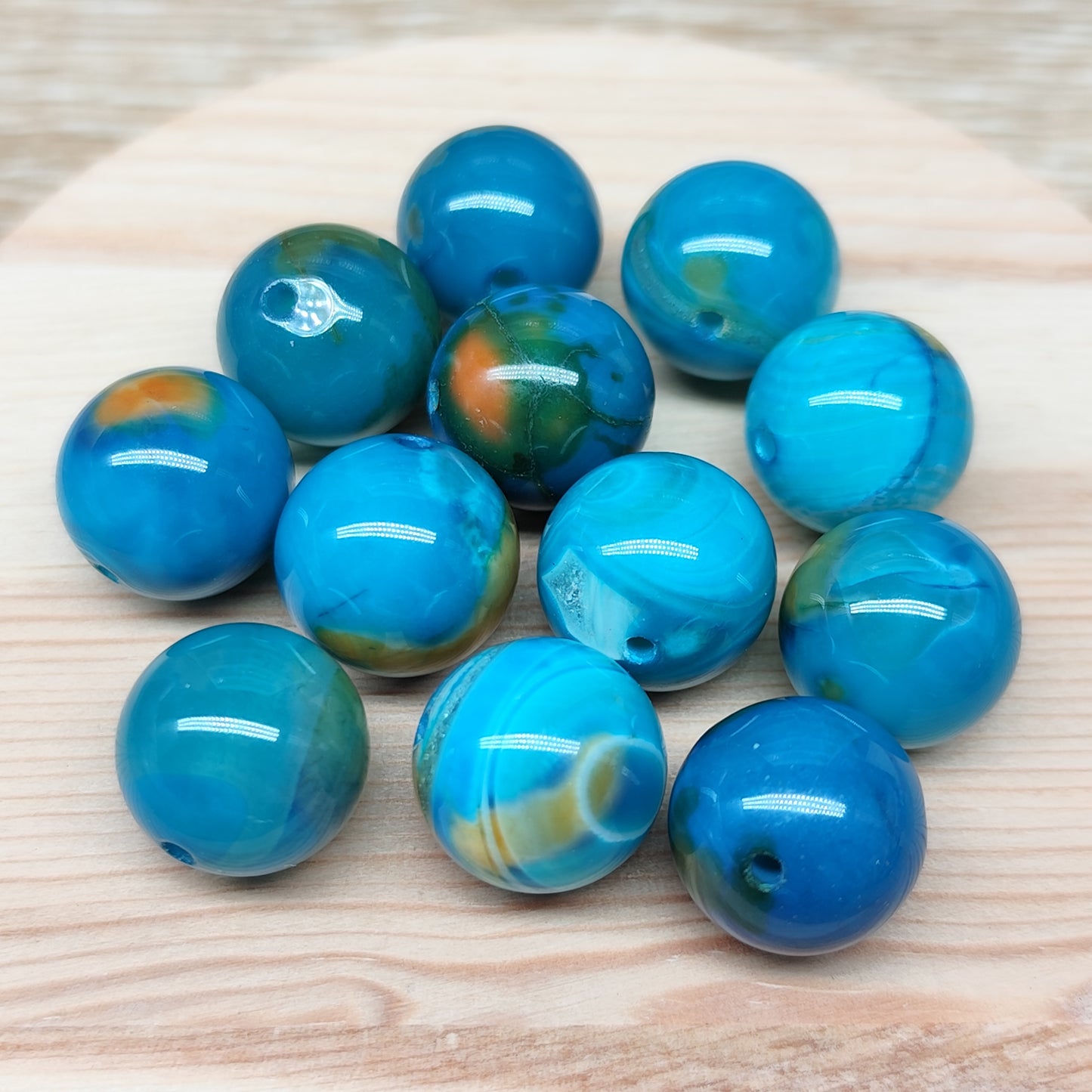 Agate – perles naturelles teintées 14 mm – lot de 11