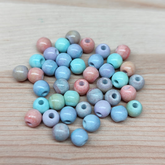 Pierre "Alashan arc-en-ciel"  perles reconstituées 4 mm – lot de 40
