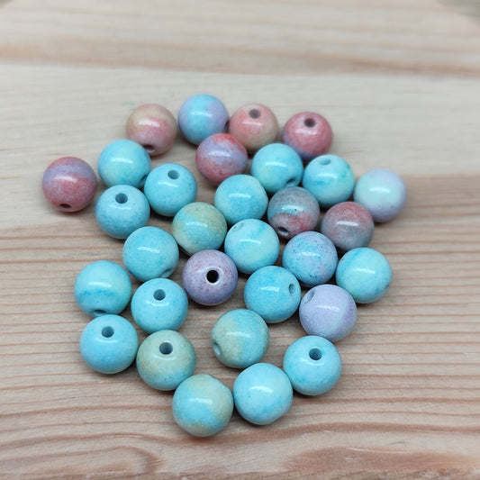 Pierre "Alashan arc-en-ciel"  perles reconstituées 6 mm – lot de 30