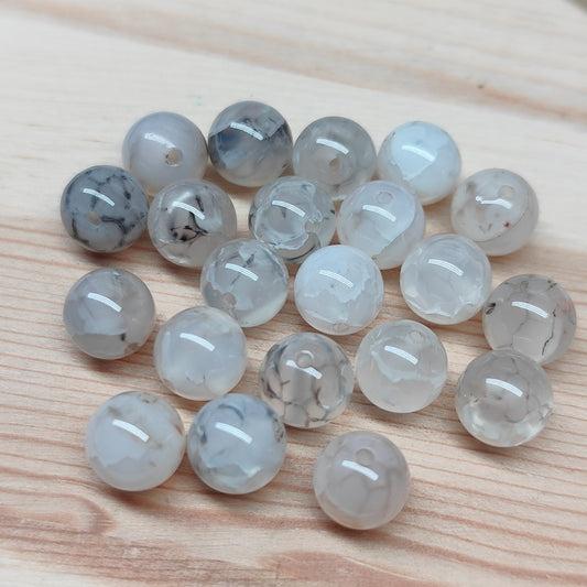 Agate veine de dragon – perles naturelles 8 mm – lot de 20