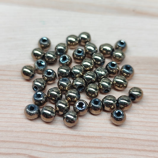 Hématite dorée – perles naturelles teintées 4 mm – lot de 40