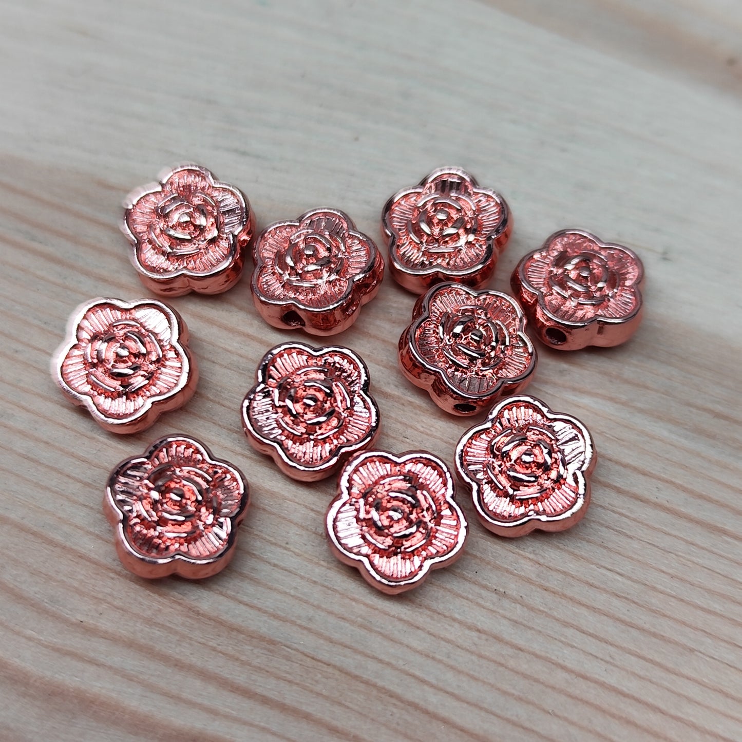 Perle rose en métal or rose – 7,5 mm - lot de 10