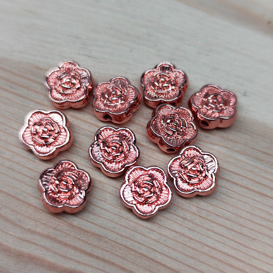 Perle rose en métal or rose – 7,5 mm - lot de 10