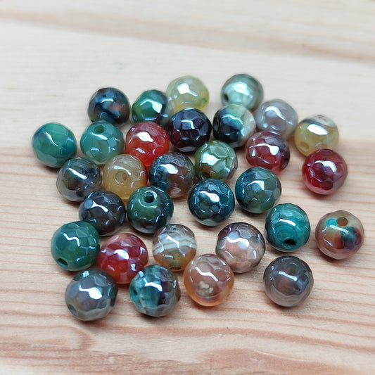Agate aura facettée – perles naturelles teintées 6 mm – lot de 30