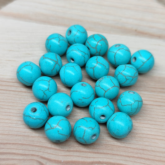 Howlite bleue – perles naturelles teintées 8 mm – lot de 20