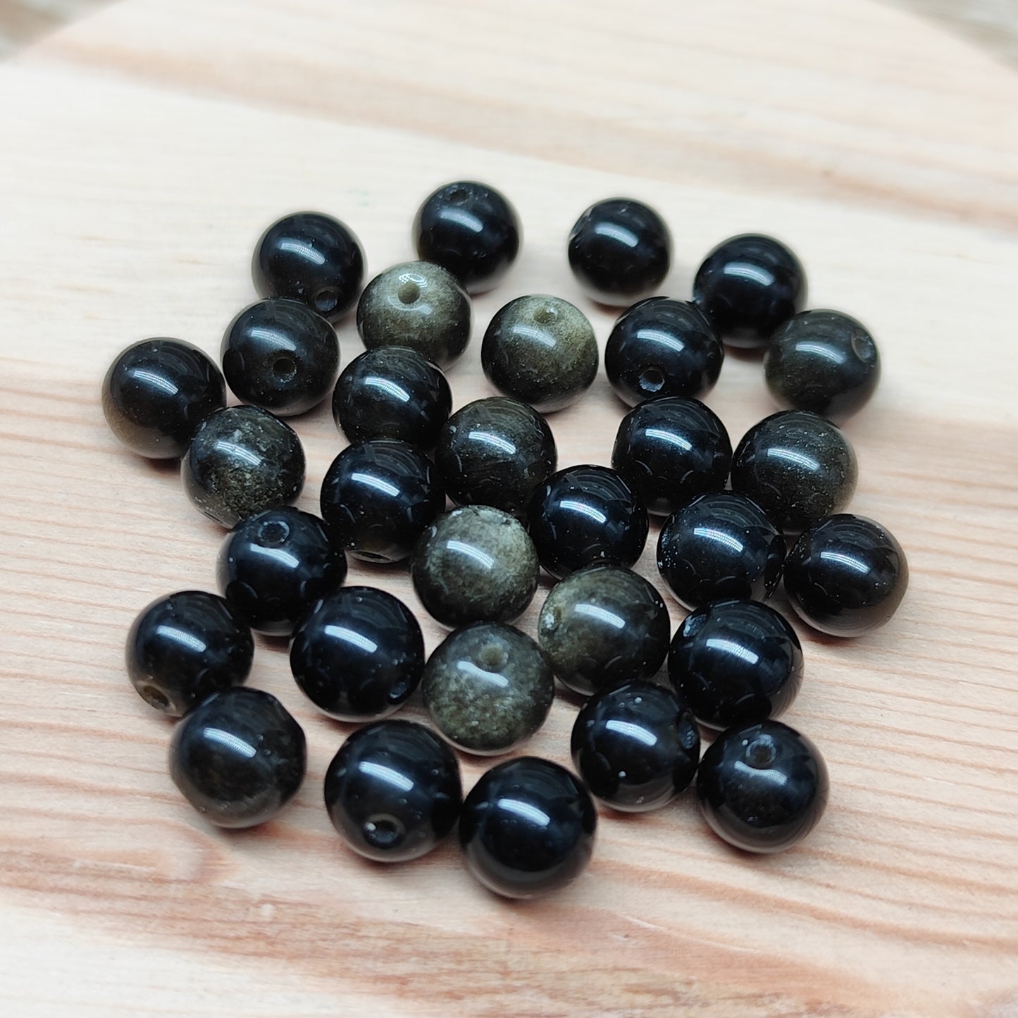 Obsidienne dorée – perles naturelles 6 mm – lot de 30